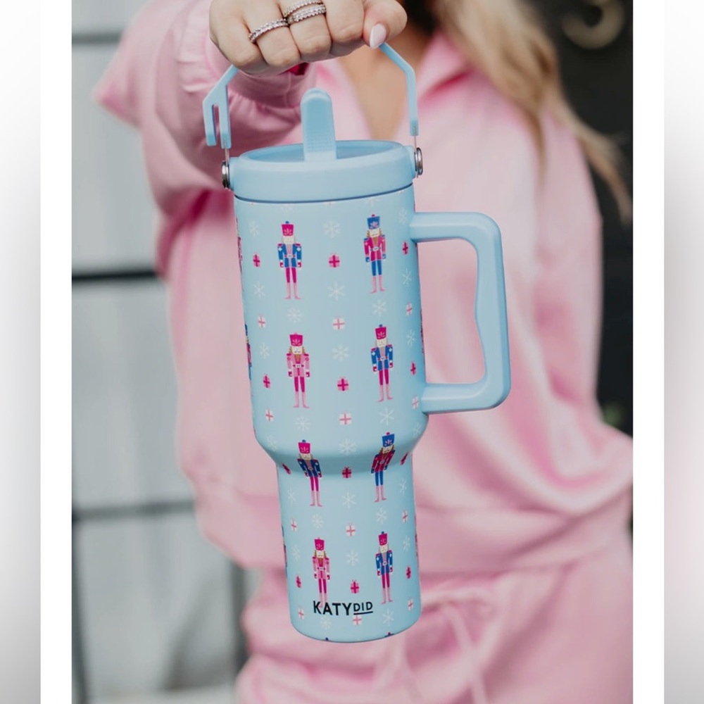New! Katydid Light Blue Nutcracker Reusable Water Bottle with Handle- 38 ounces